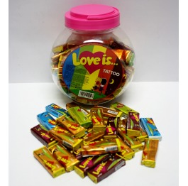 Жев. конфета 'Love is' +тату БАНКА (100шт*10)УП