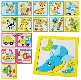 Деревянная игрушка Пазлы MD 0913 животные,транспор