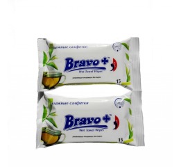 Салфетки влажные 'Браво'в ассортименте 15 шт(160шт