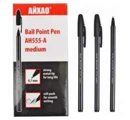 Ручка шариковая №АН-555А полос. черная (50шт)ШТ