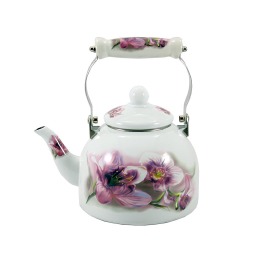 Чайник эмаль с керам.ручкой'Розовая орхидея'2,0л