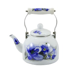 Чайник эмаль с керам.ручкой'Синяя орхидея'2,0л