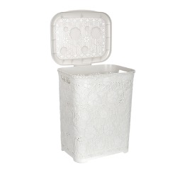 Корзина д/белья Ажур WHITE 45 л