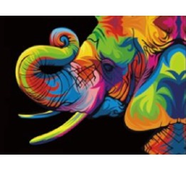 Алмазная мозаика 'Цветной слон', 30*40см, без рамк