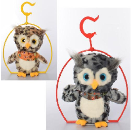 Мягкая игрушка Сова, 21см, повторюшка, звук, свет,