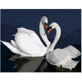 Картина по номерам 'Лебеди в воде', в термопакете