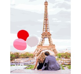 Картина по номерам 'Парижская любовь', Premium, цв