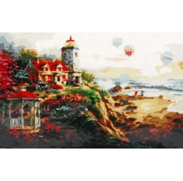 Картина по номерам «Домик у моря» 40*50см, в короб