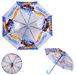Детский зонт Hot Wheels прозрачный, L трости – 66с