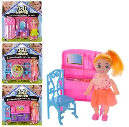 Кукла 'Doll House'с мебелью, 4 вида, 10 см. 9910-1