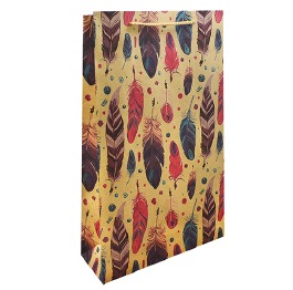Пакет подарочный крафт 'Feathers' 40*24*9см ЦЕНА З
