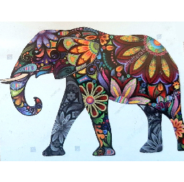 Алмазная мозаика неоновая 'Цветочный слон' 30*40см