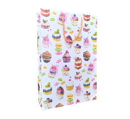 Пакет подарочный 36*24*9см №7 'Белый кекс', ЦЕНА З