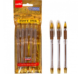 Ручка масляная 936 Classik Cello золото синяя