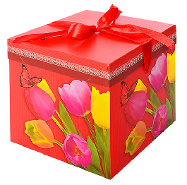 Коробка подарочная картонная 'Тюльпаны' 22см (240ш
