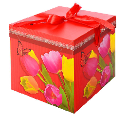 Коробка подарочная картонная 'Тюльпаны' 30см (120ш