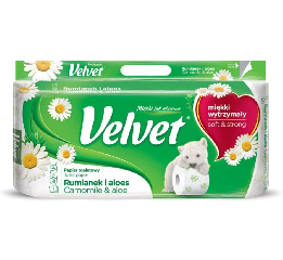 'Velvet'Туалетний папiр Camomile 3 шари 150вiд.(8ш