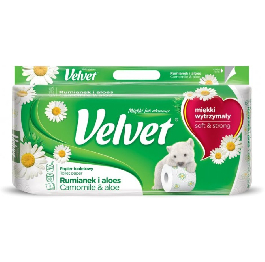 Туалетний папiр'Velvet'Camomile 3-ш150вiд(8шт)УП