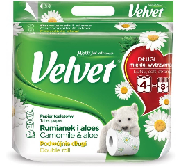 'Velvet'Туалетний папiр Camomile 3 шари 300вiд.(4ш