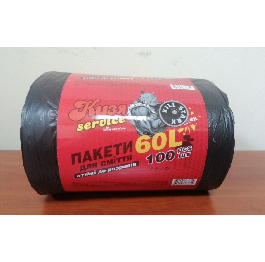 Пакети для смiття 60л/100 'Кузя сервic' (9шт)
