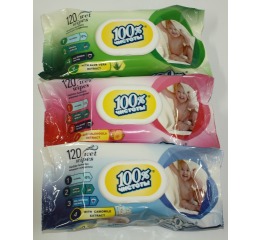 Салфетки влажные '100% чистоты' с клапаном