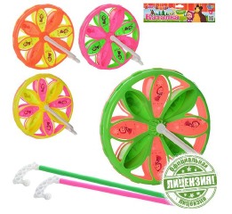 Игрушка-каталка, на палке, колесо, 21см, 4 цвета 0064-1 Игрушка-каталка, на палке, колесо, 21см, 4 цвета 0064-1