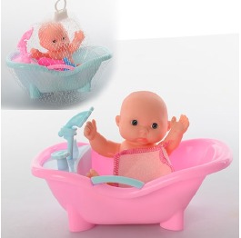 Пупс с ванночкой, 2 вида, 10 см. 605-11